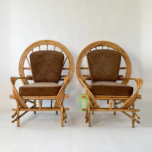 Chaise Soucoupe Moderne pour Salon Chaise Longue en Rotin Naturel avec Base en Métal de HNH Craft New Furniture Collection - Product Image 5