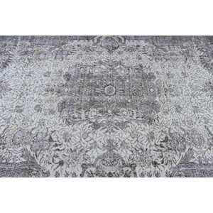 พรมตุรกีขนาดใหญ่ 5.5x8.9 ฟุต ลายจุดสีเทาวินเทจ - Product Image 5