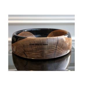 Saladier tendance en résine époxy et en bois de haute qualité, bol de service de salade en bois de mangue - Product Image 1