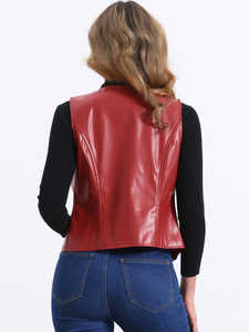 Veste en cuir automne-hiver personnalisée pour femmes avec col tournant solide manches complètes et doublure en satin respirant - Product Image 3