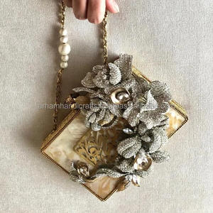 Nouvelle tendance exclusive MOP soirée femmes laiton pierre clouté sacs à main dame luxe boîte embrayages pour femmes - Product Image 1