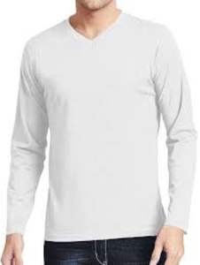 เสื้อยืดแขนยาวคอวีสำหรับผู้ชายผ้าฝ้าย100% ดีไซน์ตามสั่ง - Product Image 2