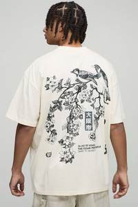 Summer Wear Custom Made Men Oversize Extended Neck Blossom Floral Osaka Graphic T-Shirt Oversized 100% Cotton Heavy Weight Shirt - Product Image 5