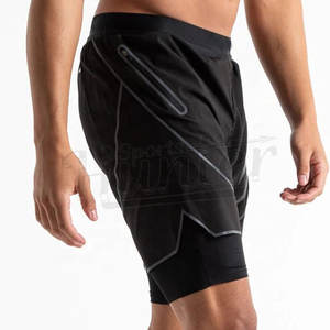 ขายส่งบุรุษสีดําโลโก้ที่กําหนดเองวิ่งกางเกงขาสั้นผู้ชายที่กําหนดเองโพลีเอสเตอร์กางเกงขาสั้นการฝึกอบรมออกกําลังกายวิ่งยิมกีฬา - Product Image 2