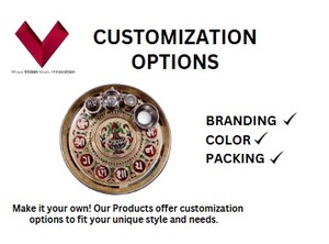 Pooja Thali indien en acier inoxydable, Assiette rituelle en acier inoxydable, Pooja Thali en acier inoxydable divin, Assiette rituelle rayonnante - Product Image 2