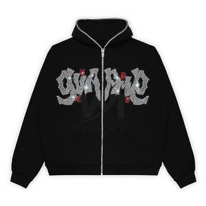 เสื้อฮู้ดดี้ผู้ชายประดับเพชร น้ำหนักเบา สวมใส่สบาย บริการ OEM ขายดีที่สุด ดีไซน์ยอดเยี่ยม - Product Image 1