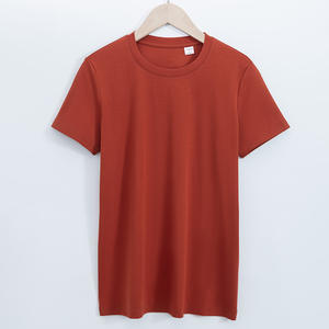 Venta al por mayor de alta calidad 100% algodón cuello redondo Camiseta Logo bordado de punto para las mujeres respetuoso con el medio ambiente transpirable Casual DE LA XS-3XL - Product Image 4