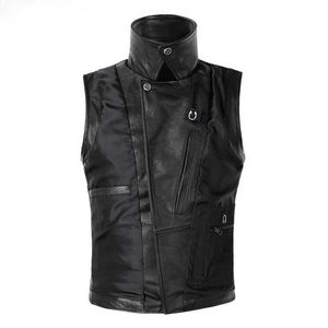 Chaleco de invierno para hombre de diseño personalizado de alta calidad, piel de vaca auténtica para exteriores, bolsillos de motorista de talla grande con chaleco de moda - Product Image 5