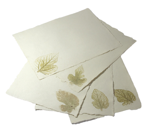 Deckle Edge (bordes naturales) Cabezas de letras A4 con papel de algodón hecho a mano reciclado The Resh Leaves Impressions Juego de papelería - Product Image 3