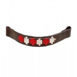 Polo à bande de cheval en cuir noir pleine fleur avec coutures colorées en pleine taille cob - Product Image 5