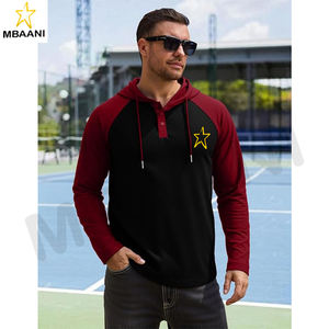 Sweat-shirt à capuche avec col contrastant et cordon de serrage, manches longues, décontracté, sportif, mode pour homme - Product Image 2