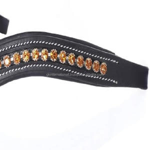 Cristales de cuero inglés negros o marrones hechos a mano de calidad de exportación, banda decorativa para cejas de caballo de cuero de canal vacío en mazorca completa - Product Image 5