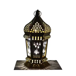 Nuevo diseño Ramadán ahuecado hierro Led luz viento lámpara linterna Eid Mubarak musulmán decoración del hogar - Product Image 4