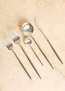 Ensemble de couverts en acier inoxydable plaqué or pour restaurant, mariage, vente en gros, vaisselle, cuillère, fourchette, couteau, noir mat, or - Product Image 6