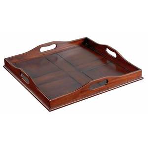 Fournisseur d'hôtels Plateau de service en bois en cuir PU avec poignée Plateau en bois en cuir rectangulaire Plateau de service en similicuir - Product Image 5