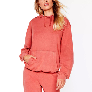 Sudadera con Capucha de Algodón para Mujer, Estilo Vintage, Teñido Liso, Transpirable, de Secado Rápido, Ecológica, 240g, Nueva, Personalizada, al por Mayor - Product Image 1