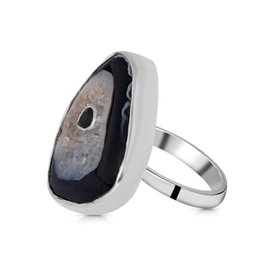Agate noire naturelle avec onyx noir Bijoux de bague en argent sterling 925 - Product Image 2