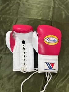 Gants de boxe professionnels en cuir neufs 2025 Doigts entiers Personnalisables Rose Blanc Multicolore Lacés Entraînement Sparring - Product Image 5