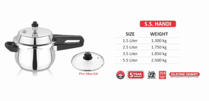 Cuisinière à pression Elite Model 5L en acier inoxydable, 5 litres, finition brillante antiadhésive, base à induction, certifiée ISI, pour usage domestique et hôtelier - Product Image 5