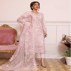 Luxury <b>3</b>-Piece Traditional Chiffon Salwar Kameez Collection Weddings Heavy Embroidery Ethnic Modern Design Bin Hameed Zabeen - Product Image 5