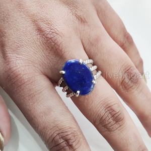Bague Femme Naturel Afghani Lapis Lazuli Gemstone May Birthstone 3 Twisted Band Anniversaire Bijoux Bague en Argent Sterling 925 - Product Image 2