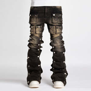 Pantalones Vaqueros Ajustados de Diseñador para Hombre, Hechos a Medida por el Fabricante, al por Mayor, de Alta Calidad, a la Moda, Negros, Estilo Motero, de Mezclilla - Product Image 4