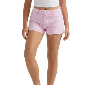 Shorts en jean taille haute skinny pour femmes grandes tailles, avec strass personnalisés, effet vieilli et patch brodé - Product Image 1