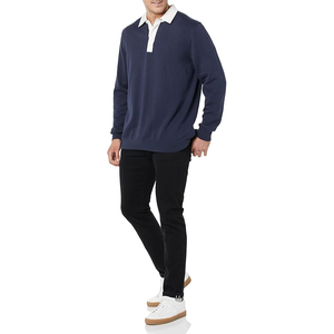 Tricoté col rabattu pull à col coton ODM approvisionnement Logo personnalisé imprimé hommes hiver tricots tendance respirant - Product Image 3