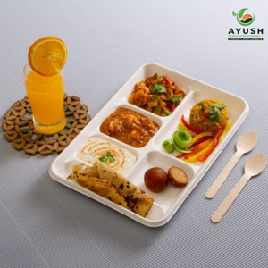 Assiettes jetables en pulpe de canne à sucre pour buffets, fêtes, restaurants et plats à emporter - Product Image 2