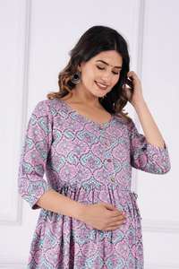 เสื้อคลุมพิมพ์ลายมีซิปสำหรับหญิงตั้งครรภ์, ชุดให้นมลูกในฤดูร้อน - Product Image 2