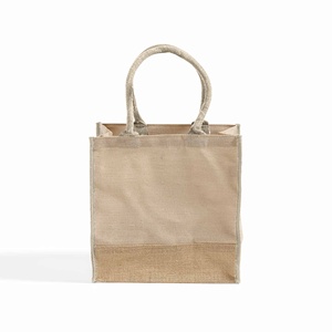 Juco Durable 12oz Thick Square Tote Jute Burlap Canvas Beach Bag Rope Reusable Plain Screen Letter <b>Medium</b> for Daily Use Gift - Product Image 1