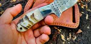 Escala de cuchillo de acero al carbono natural de la mejor calidad al por mayor Placa de cuerno de oveja con escala de cuerno de carnero diseño sin pulir - Product Image 5