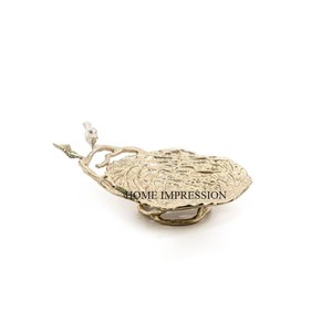 Vente flash : Bol à fruits en métal jetable, centre de table en forme de palmier, avec poignée florale, plat rond plaqué argent, usage domestique, prix bas - Product Image 1