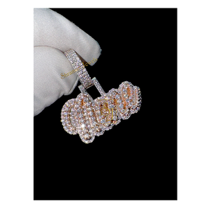 Custom 925 Silver Rose <b>Gold</b> Plated Lab Grown Diamond Pendant Personalized Iced Cursive Small <b>Name</b> Charm Trendy Hip Hop <b>Necklace</b> - Product Image 1