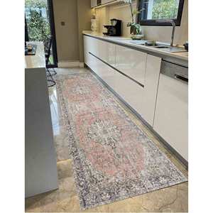 Medallion Turkish <b>Rug</b>: Non-Slip Vintage Design Carpet, Printed <b>Rug</b>,<b>Chenille</b> <b>Rug</b> - Product Image 4