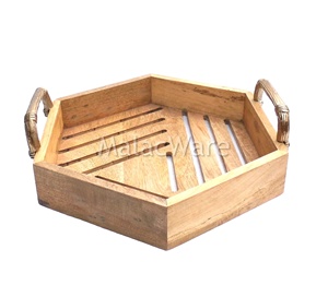 Bandeja DE SERVICIO DE MADERA multidiseño única para bodas, grabado personalizado para hotel o uso doméstico, estilo tradicional - Product Image 1