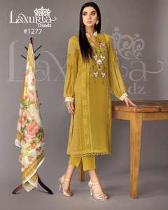 Último diseñador pesado Faux Georgette bordado trabajo Kurti conjunto de alta calidad vestido étnico indio por Fab Zone ocasiones de boda - Product Image 2