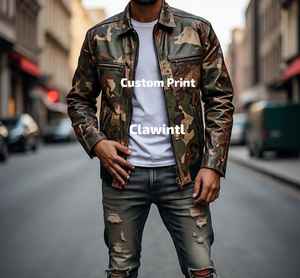 Vestes en cuir camouflage personnalisées par des artistes, vestes en cuir camouflage conçues par des artistes, faites à la main - Product Image 4