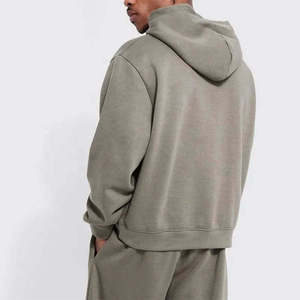 Sweat-shirts à capuche en molleton français surdimensionnés pour hommes, lavage à l'acide, coton tricoté de haute qualité, logo personnalisé, pull lourd 300 g/m² - Product Image 5