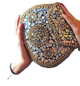 กระเป๋าโลหะทำด้วยมือมาใหม่กระเป๋าแฟชั่นสำหรับงานเลี้ยงตอนเย็นดีไซน์ลายหินโมเสกหลากสี - Product Image 1