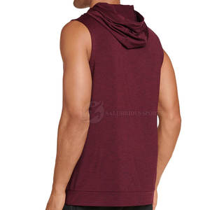 <b>Men's</b> XL Hooded Pullover <b>Hoodie</b> Custom <b>Sleeveless</b> Design Cotton Polyester Solid Print Pattern Winter Breathable Plain Dyed Best - Product Image 2