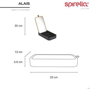 Specchio e Portagioie in Bambù Spirella e Scatola Quadrata in PS ALAIS Nera - Product Image 2