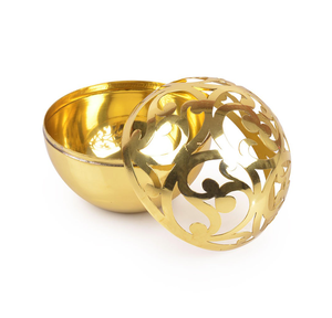Sphère Bol N Vase Or Portis Saladier 23 cm Argent Fabriqué à la Main Métal Laiton Bol à Fruits avec Sculpture Décorative - Product Image 1
