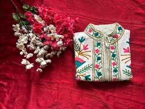 Chaqueta de algodón reversible bordada Suzani hecha a mano abrigo estampado de bloque bohemio ropa artesanal India - Product Image 2