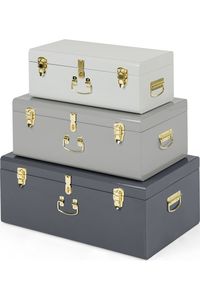 Flip Top Metal Chest Floor Standing Decorative Organizer Bulk Clothing Container Bin Iron <b>Storage</b> Trunk <b>Box</b> - Product Image 4