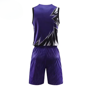 Buy <b>Men</b> Youth Basketball Uniform Set <b>Purple</b> Claw Print Sublimation Custom Logo Design Sleeveless Jersey - Product Image 2