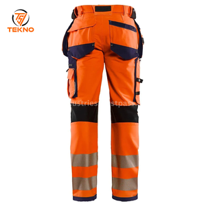 Custom <b>Men</b> <b>Work</b> Pant Hot Sale 100% Cotton Reflective & Safe Multi-Pocket Slim Fit <b>Work</b> Trousers with Flat Front Style for <b>Men</b> - Product Image 4