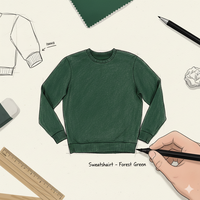 Pull en molleton uni vert foncé écologique pour l'hiver, col rond unisexe, pull pour couples et familles |   Logo personnalisé disponible en gros