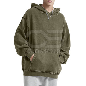 Sudadera con capucha de lavado ácido de mezcla de algodón para hombre, jersey de calle con efecto vintage lavado y diseño de ajuste relajado - Product Image 1