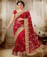 Designer plein de broderie a travaillé saree avec chemisier non cousu parti porter le plus bas prix du marché surat vêtement ethnique